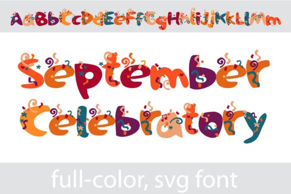 September Celebratory: A Festive Full-Color SVG Font for Autumn Designs